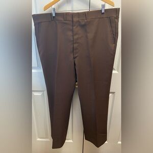 🆕 Dead Stock! Vintage HIGGINS Brown Textured Visa Polyester Wide Leg Pants 44/30